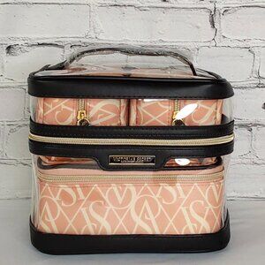 'VICTORIA'S SECRET' LOGO SIGNATURE TRAIN CASE 4 - PIECE SET